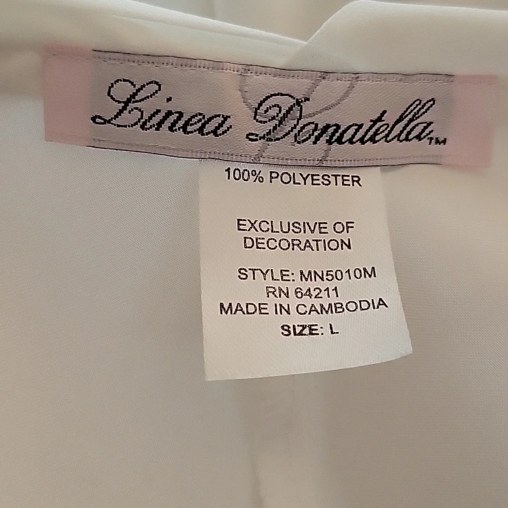 Linea Dontella Woman's White Chemise With Lace & Bottom Sheer Ruffle: Size: L - Picture 9 of 10